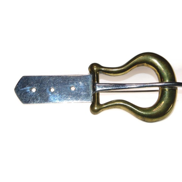 925 Vintage Estate Large Belt Buckle Brooch Solid Sterling Silver Mexico Laton - Picture 1 of 4